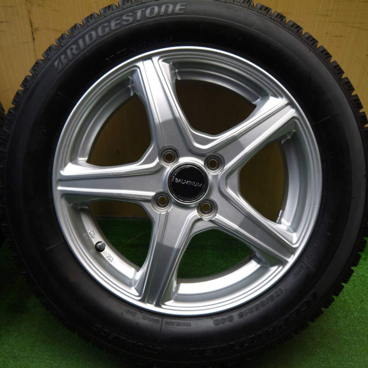 バリ溝!キレイ!ほぼ10分★スタッドレス 175/65R15 ブリヂストン アイスパートナー BALMINUM バルミナ 15インチ PCD100/4H★5031207Hス