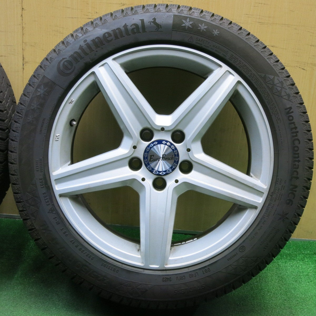 バリ溝!23年!9分★ベンツ 等 EuroForsch 225/50R17 スタッドレス コンチネンタル ノースコンタクト NC6 17インチ ユーロフォルシュ PCD112/5H★5040901NJス