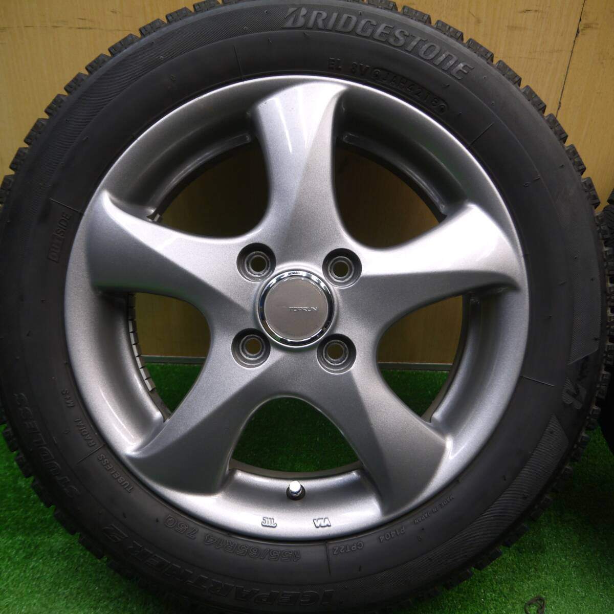 キレイ★スタッドレス 155/65R14 ブリヂストン アイスパートナー2 TOPRUN トップラン 14インチ PCD100/4H★5010709Hス