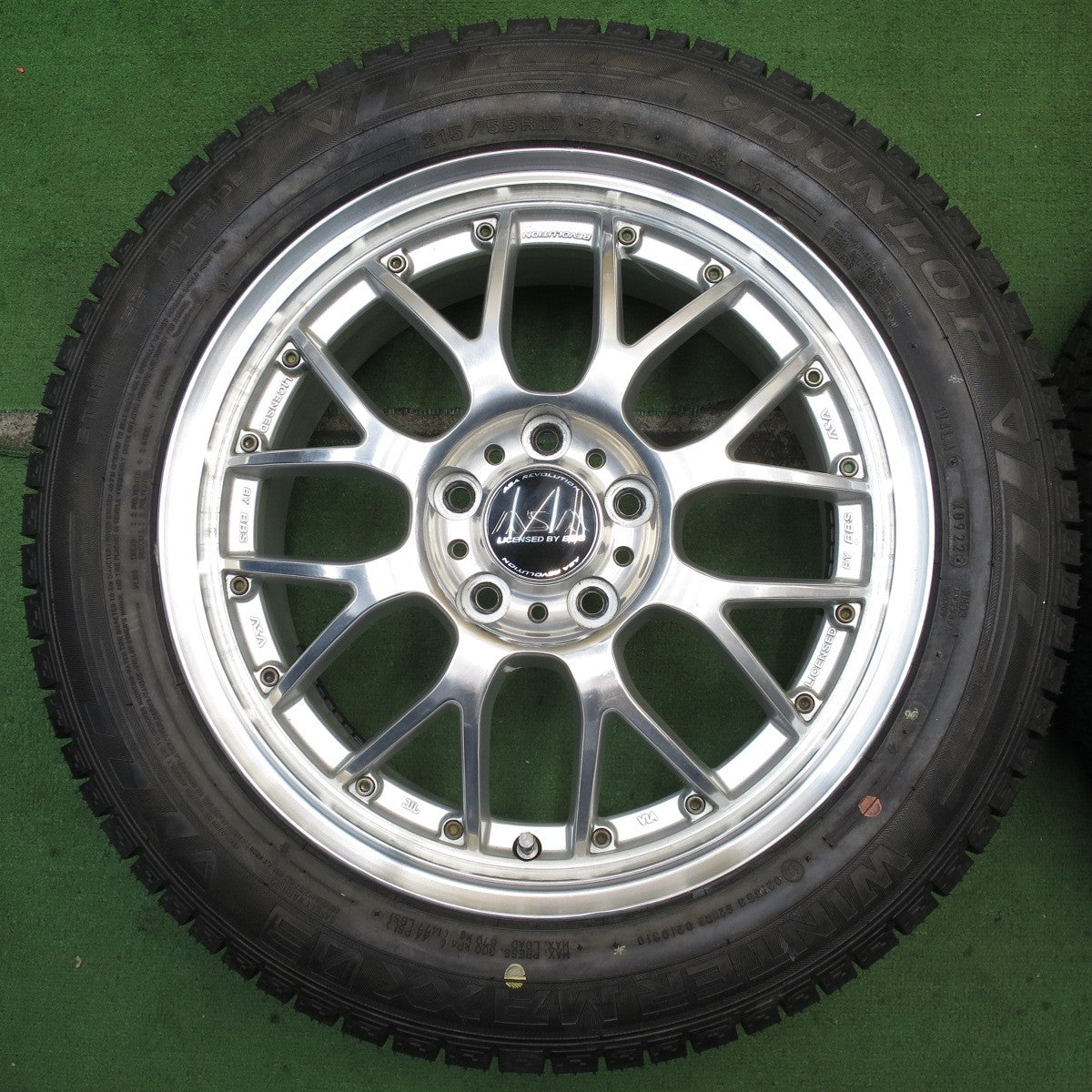 バリ溝!22年!ほぼ10分★BBS ASA REVOLUTION 215/55R17 スタッドレス ダンロップ ウインターマックス 03 17インチ PCD114.3/5H★5081204NJス