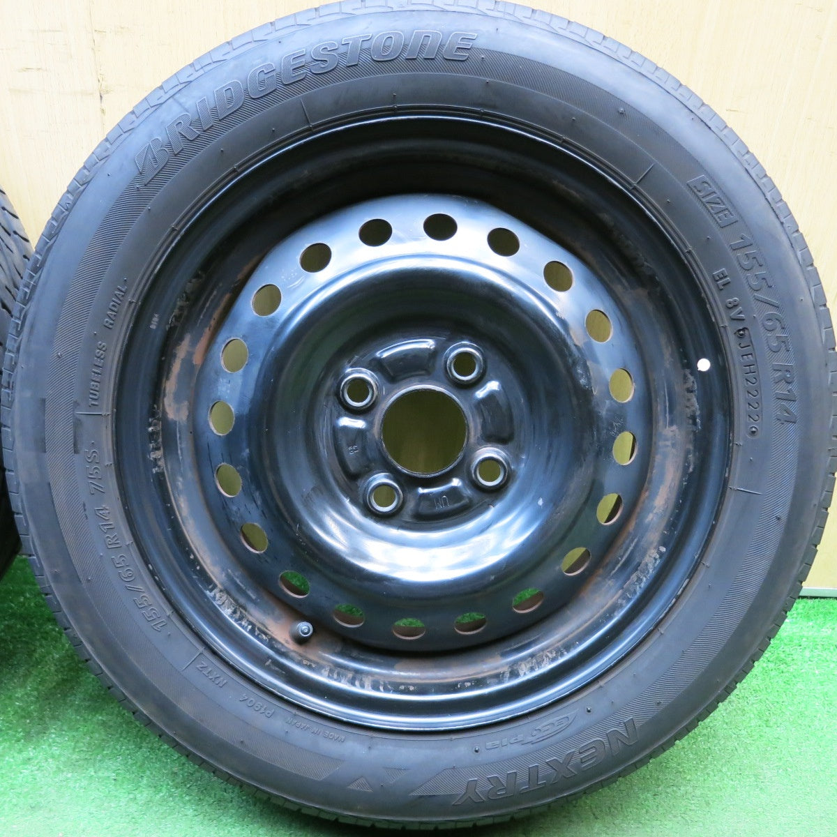 バリ溝!22年!8.5分★155/65R14 ブリヂストン ネクストリー エコピア スチール ホイール 14インチ PCD100/4H★5092808HAノ