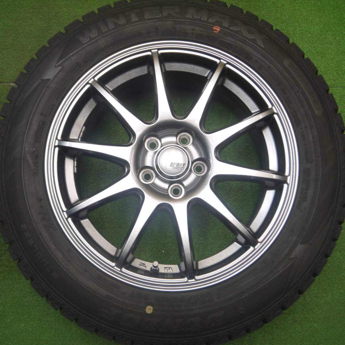 タイヤほぼ未使用!23年!キレイ★レガシィ 等 205/60R16 スタッドレス ダンロップ ウインターマックス WM02 SPORT ABELIA スポルト アベリア 16インチ PCD100/5H★5012111Hス