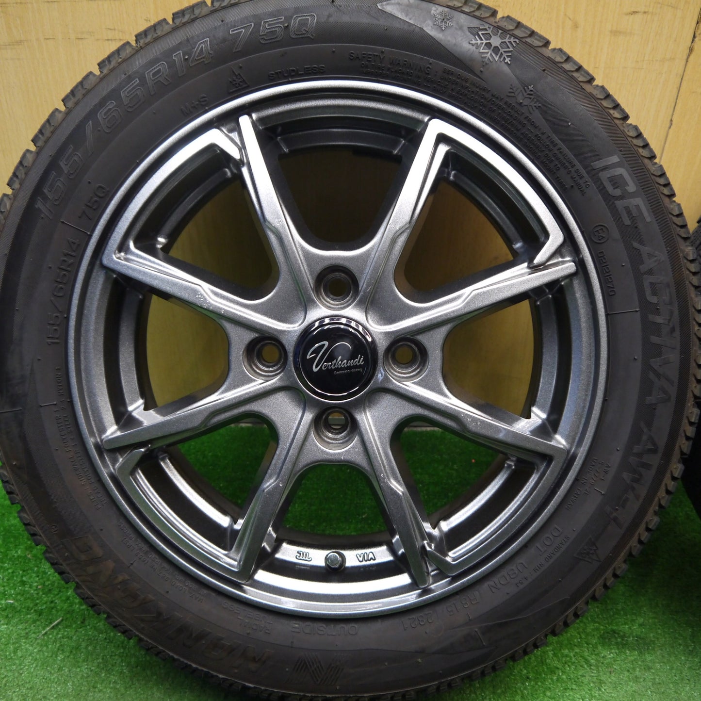 バリ溝!21年!キレイ!8.5分★スタッドレス 155/65R14 ナンカン アイスアクティバ AW-1 Verthandi ヴェルザンディ ヴェルサンディ 14インチ PCD100/4H★5041406Hス