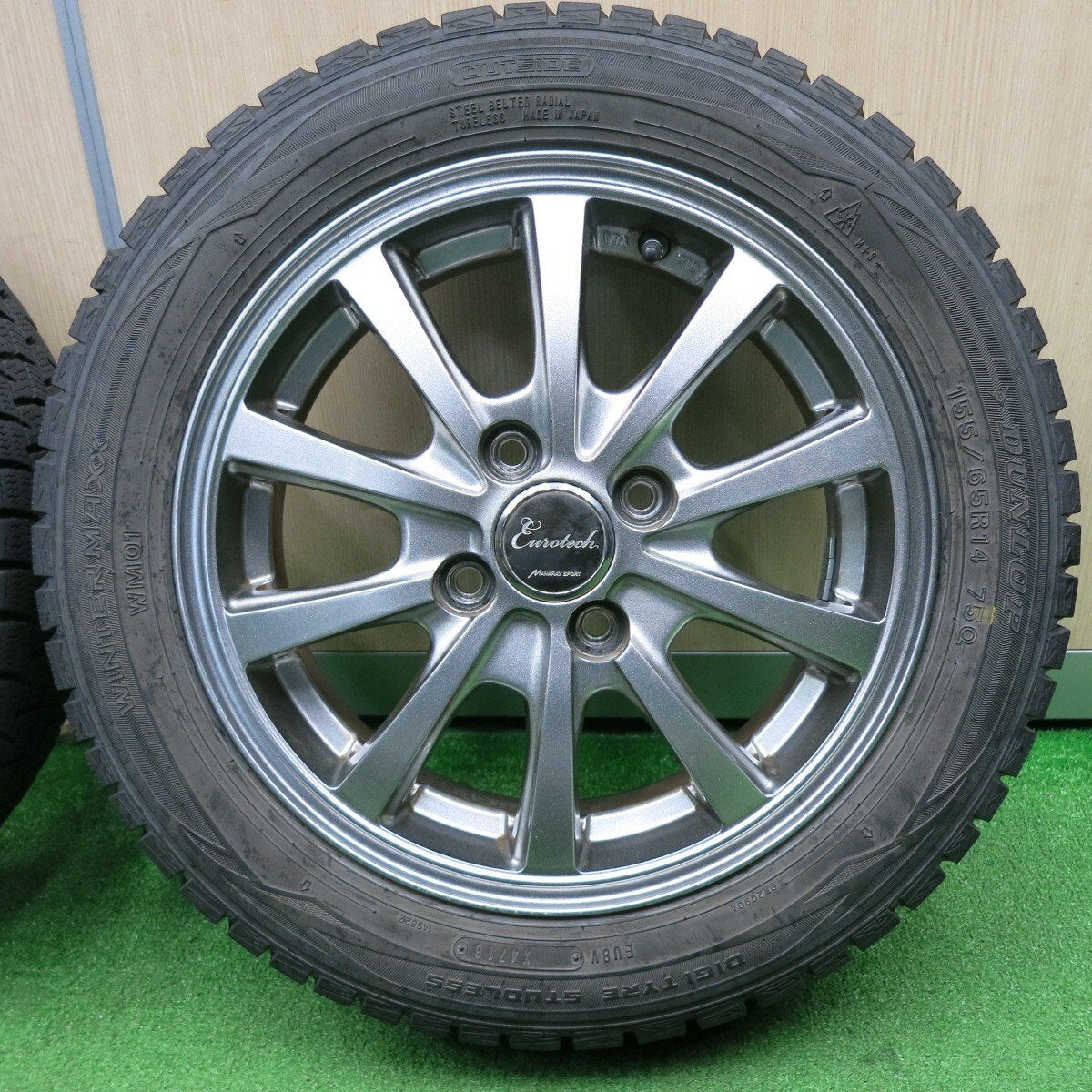 4本価格★スタッドレス 155/65R14 ダンロップ ウインターマックス WM01 Eurotech MANARAY SPORT PCD100/4H★4120709NJス