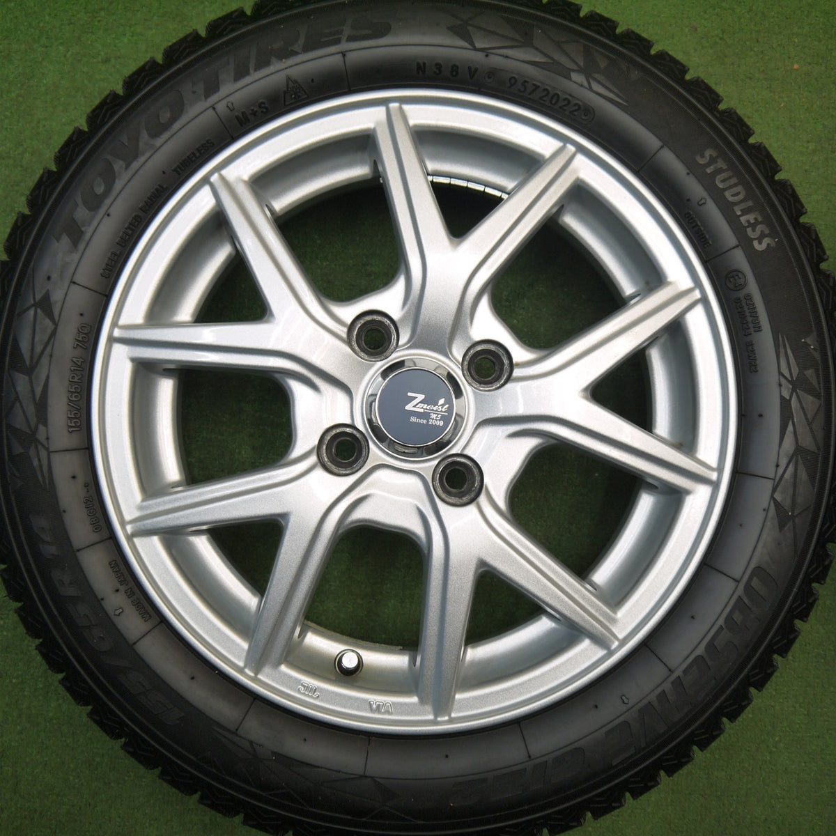 バリ溝!22年!キレイ!9分★スタッドレス 155/65R14 トーヨー オブザーブ GIZ Zmeist M5 14インチ PCD100/4H★6013001Hス