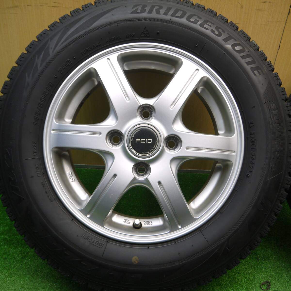 4本価格!21年★スタッドレス 145/80R13 ブリヂストン ブリザック VRX2 FEID 社外 アルミ 13インチ PCD100/4H★5010710Hス