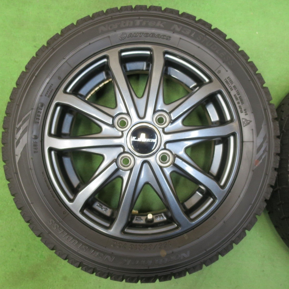 バリ溝!21年!ほぼ10分★スタッドレス 155/65R13 オートバックス ノーストレック N3i LEBEN レーベン 13インチ PCD100/4H★5030608イス