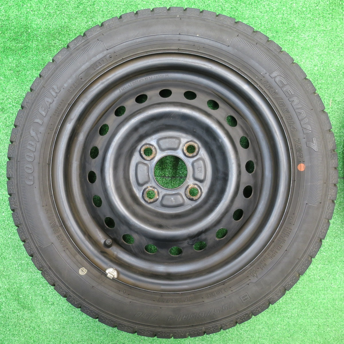 バリ溝!21年!9分★スタッドレス 155/65R14 グッドイヤー アイスナビ7 スチール ホイール 14インチ PCD100/4H★5101606NJス
