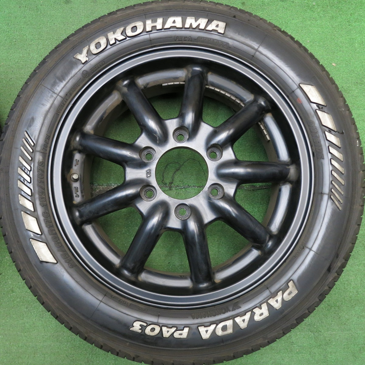バリ溝!24年!9.5分★FABULOUS BARONE MC-9 215/60R17C 109/107S ヨコハマ PARADA PA03 ホワイトレター ファブレス ヴァローネ PCD139.7/6H★5053004HAノ