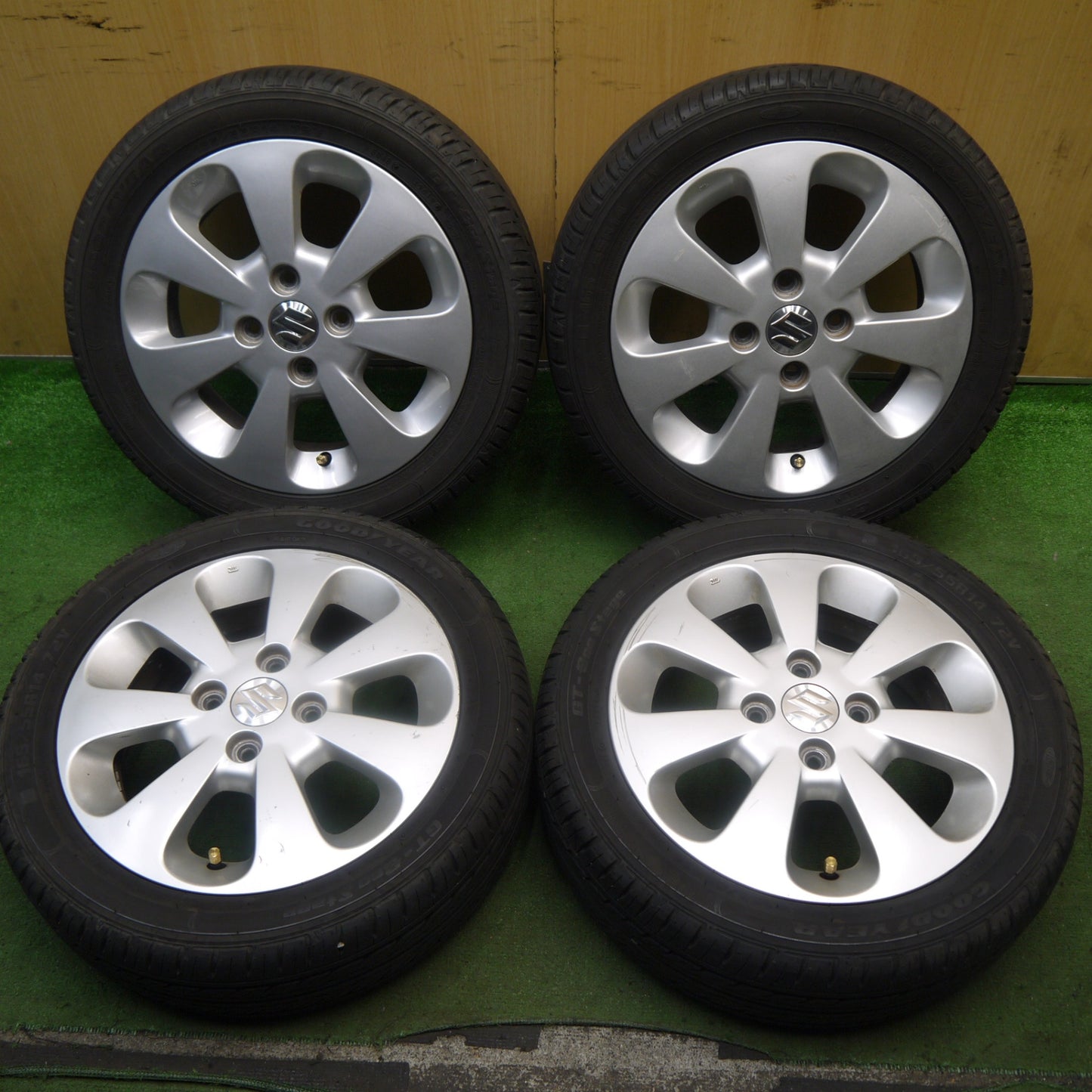 バリ溝!8.5分★スズキ パレット 純正 165/55R14 グッドイヤー GT-Eco Stage 14インチ PCD100/4H★5091201Hノ