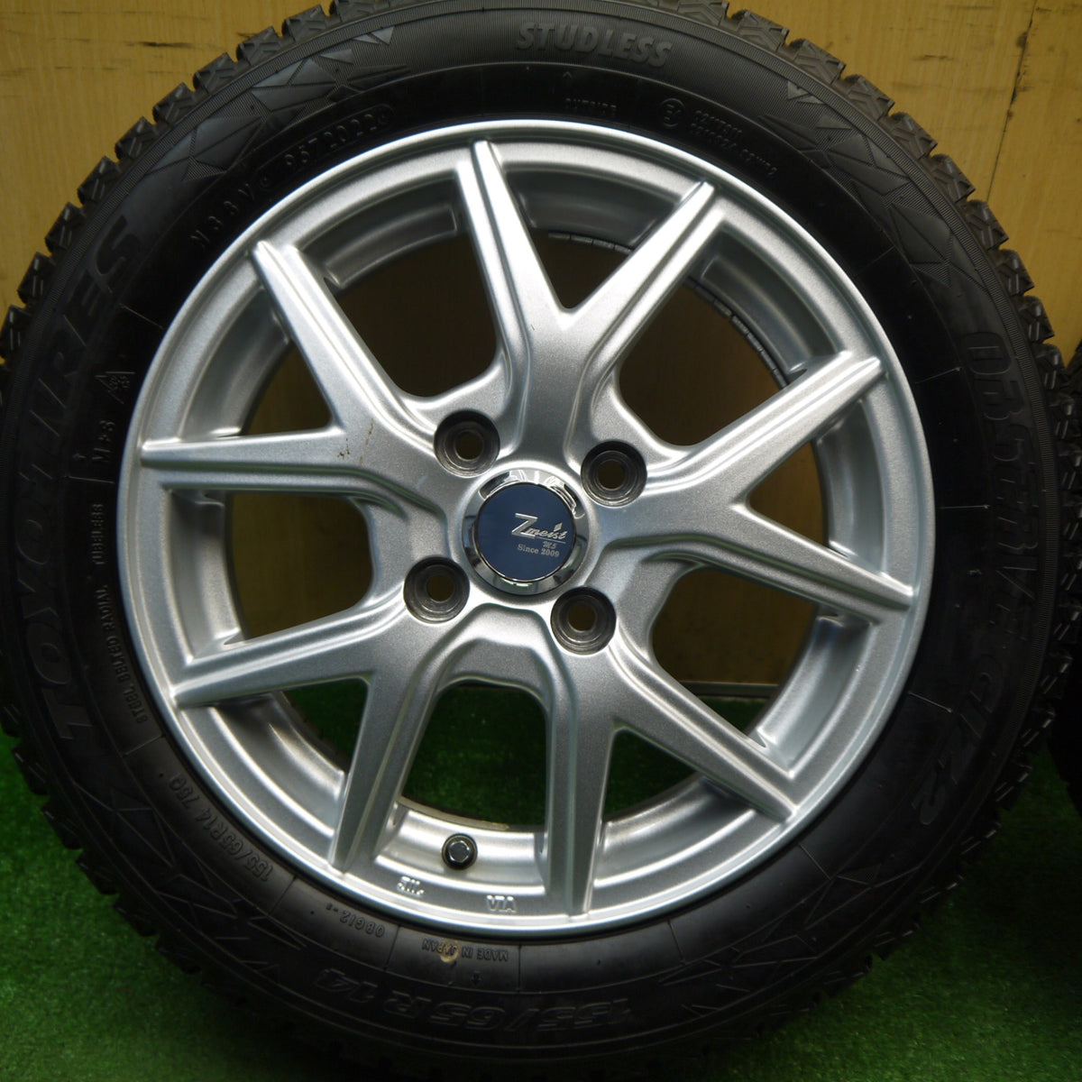 バリ溝!22年!キレイ!9分★スタッドレス 155/65R14 トーヨー オブザーブ GIZ Zmeist M5 14インチ PCD100/4H★6013001Hス