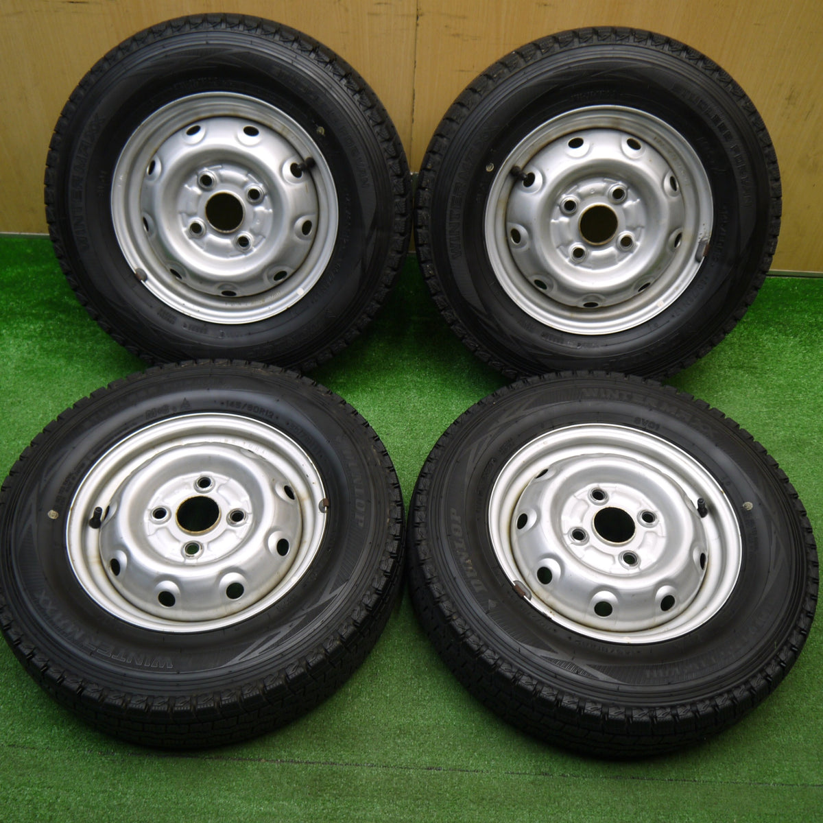 バリ溝!9分★スタッドレス 145/80R12 80/78N ダンロップ ウインターマックス SV01 スチール ホイール 12インチ PCD100/4H★5112801Hス