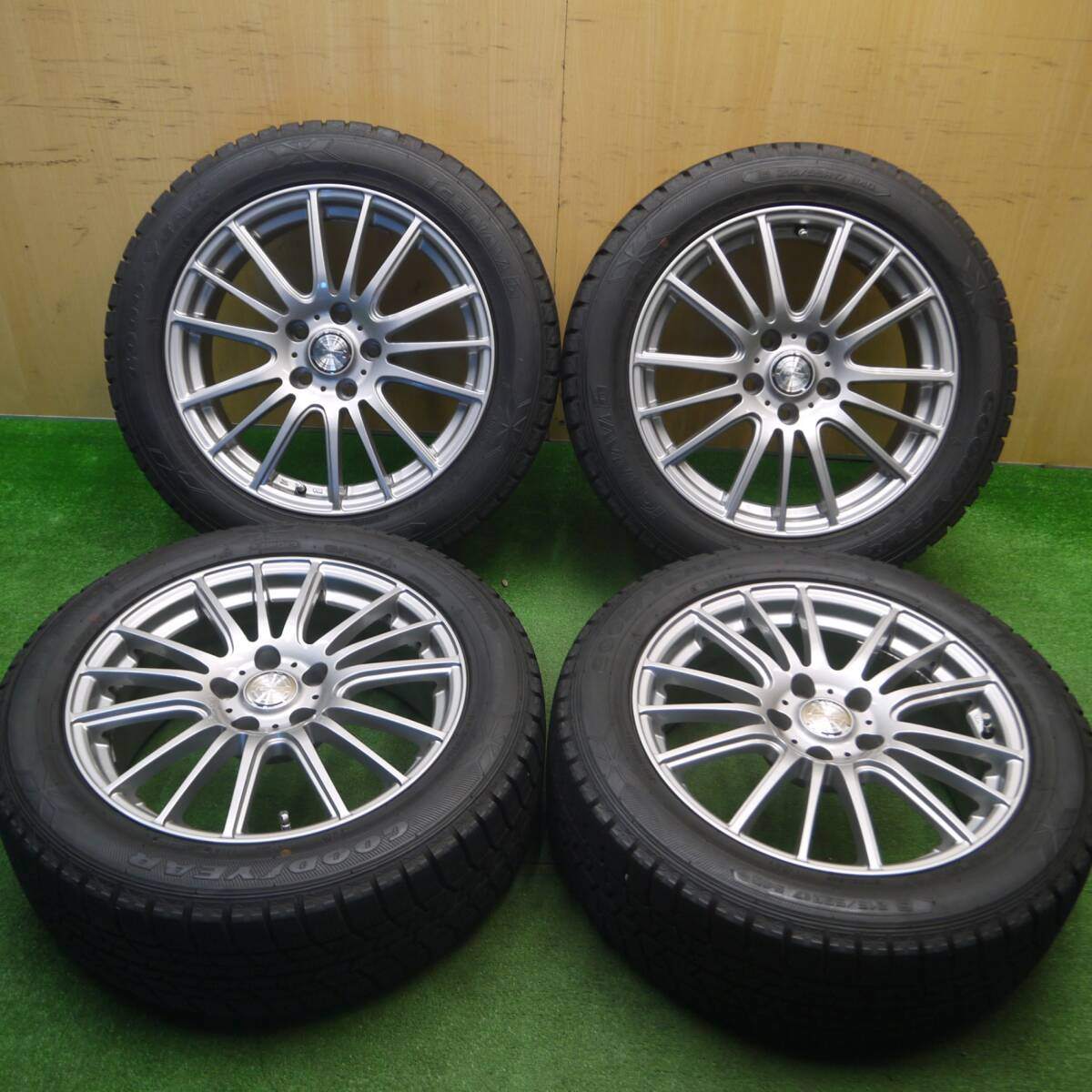 超バリ溝!キレイ!9.5分以上★スタッドレス 215/55R17 グッドイヤー アイスナビ6 ravrion selzer ラブリオン 17インチ PCD114.3/5H★5012108Hス