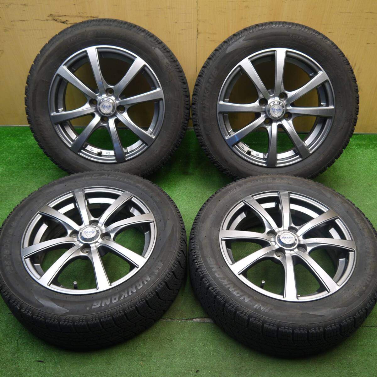 バリ溝!21年!9分★スタッドレス 185/60R15 ナンカン アイスアクティバ AW-1 ZACK JP-110 MONZA ザック 15インチ PCD100/4H★5040802Hス