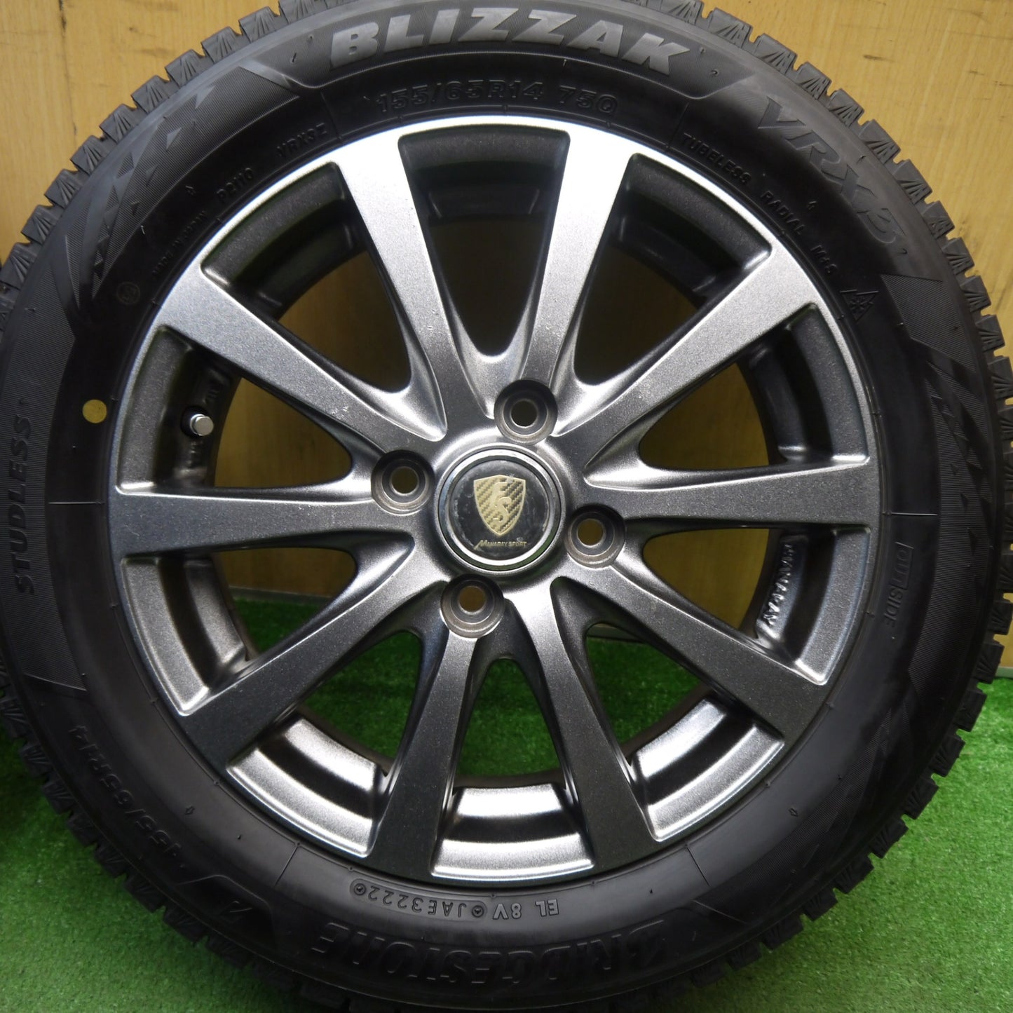 バリ溝!22年!9.5分★スタッドレス 155/65R14 ブリヂストン ブリザック VRX3 MANARAY SPORT マナレイ スポーツ 14インチ PCD100/4H★5050904Hス