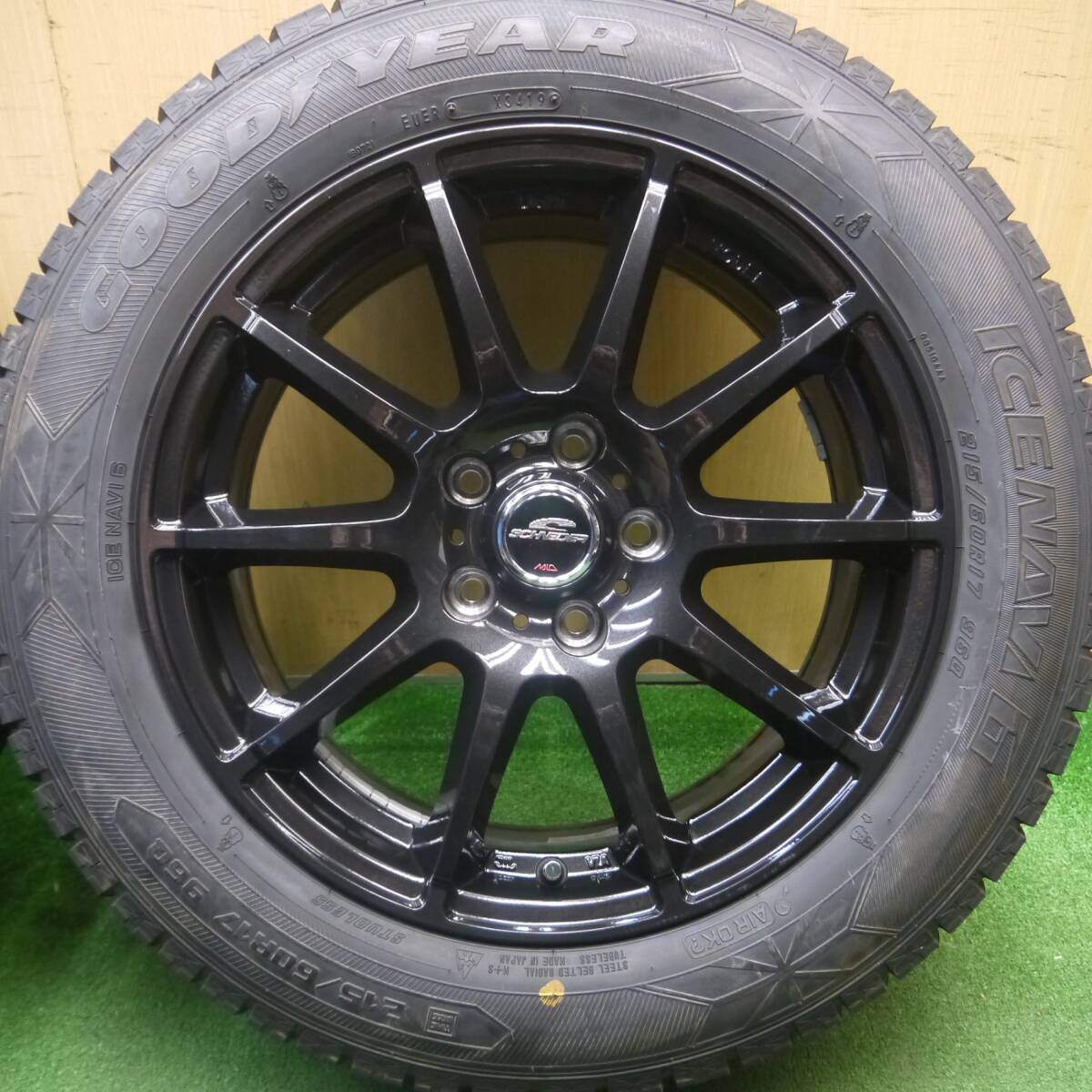 超バリ溝!キレイ!ほぼ10分★スタッドレス 215/60R17 グッドイヤー アイスナビ6 SCHNEIDER MiD シュナイダー 17インチ PCD114.3/5H★5021905Hス