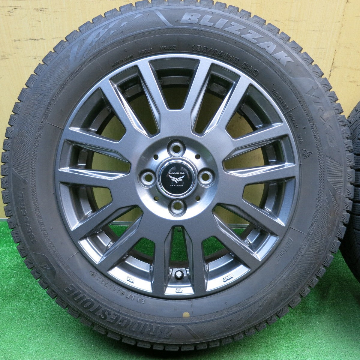 バリ溝!21年!キレイ!9分★スタッドレス 185/65R15 ブリヂストン ブリザック VRX3 LAMBDA LA STRADA ラムダ ラ ストラーダ 15インチ PCD100/4H★5051401TNス