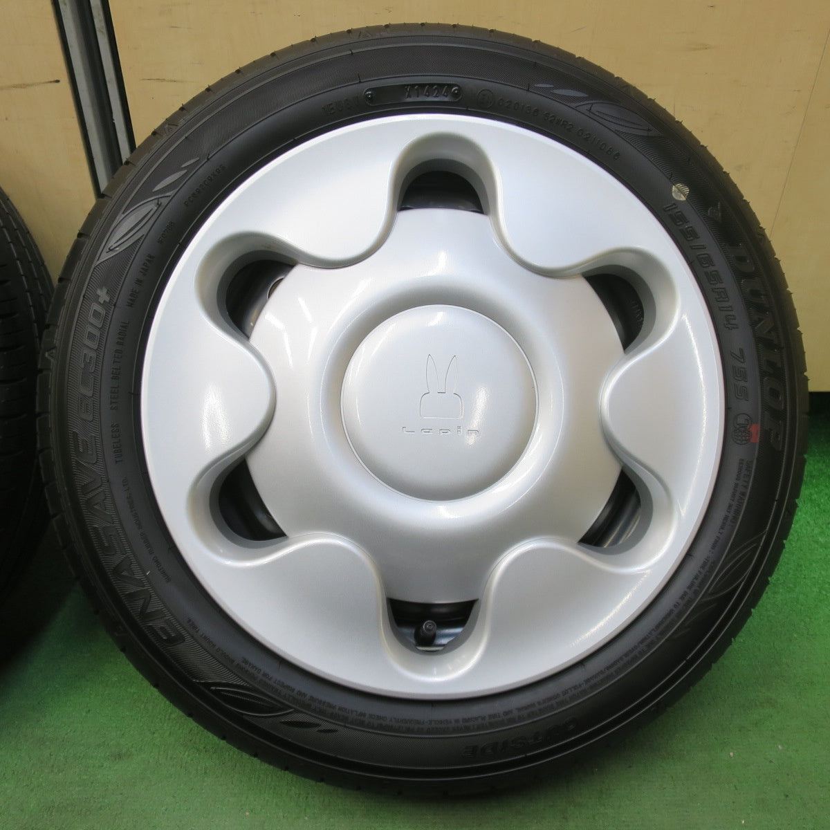 ほぼ新車外し!24年★スズキ HE33S ラパン 純正 スチール 155/65R14 ダンロップ エナセーブ EC300+ 14インチ PCD100/4H★5102412イノ