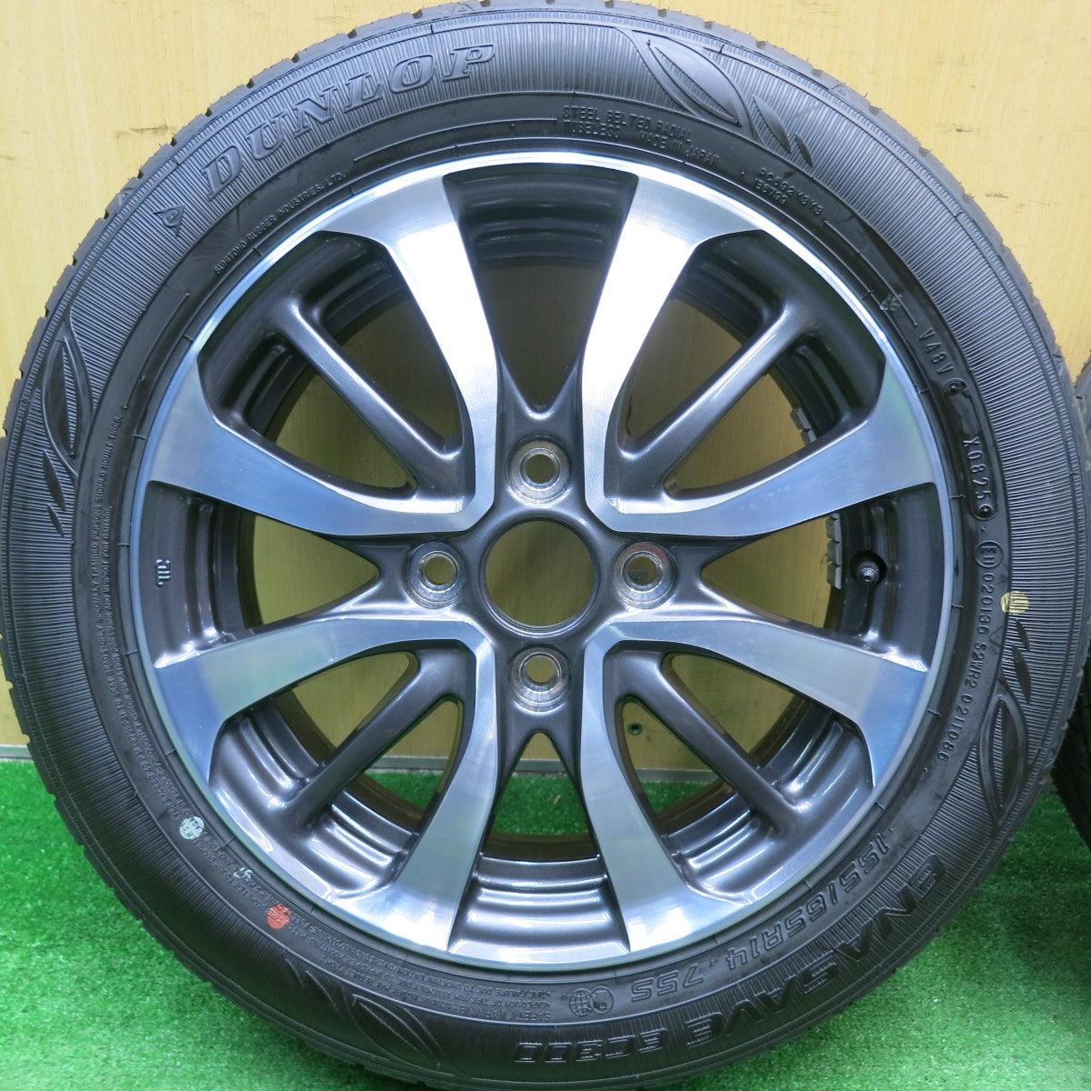 新車外し!25年★ホンダ N-BOX カスタム 純正 155/65R14 ダンロップ エナセーブ EC300 14インチ Nボックス PCD100/4H★5052303HAノ