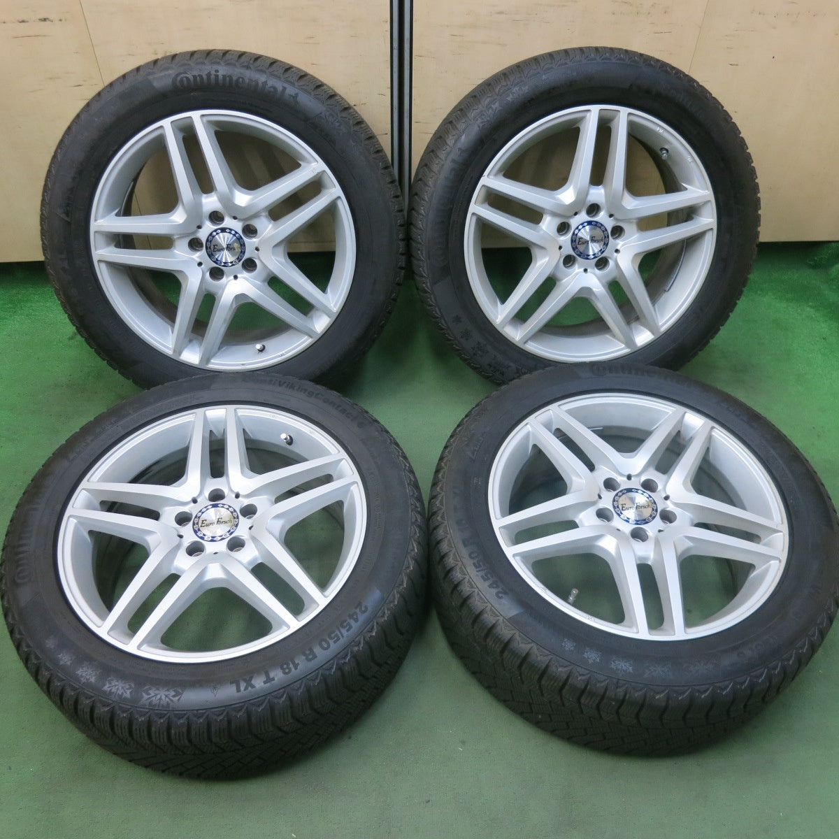 バリ溝!9分★ベンツ 等 EuroForsch 245/50R18 スタッドレス コンチネンタル コンチバイキング コンタクト6 ユーロフォルシュ 18インチ PCD112/5H★5102901SKス