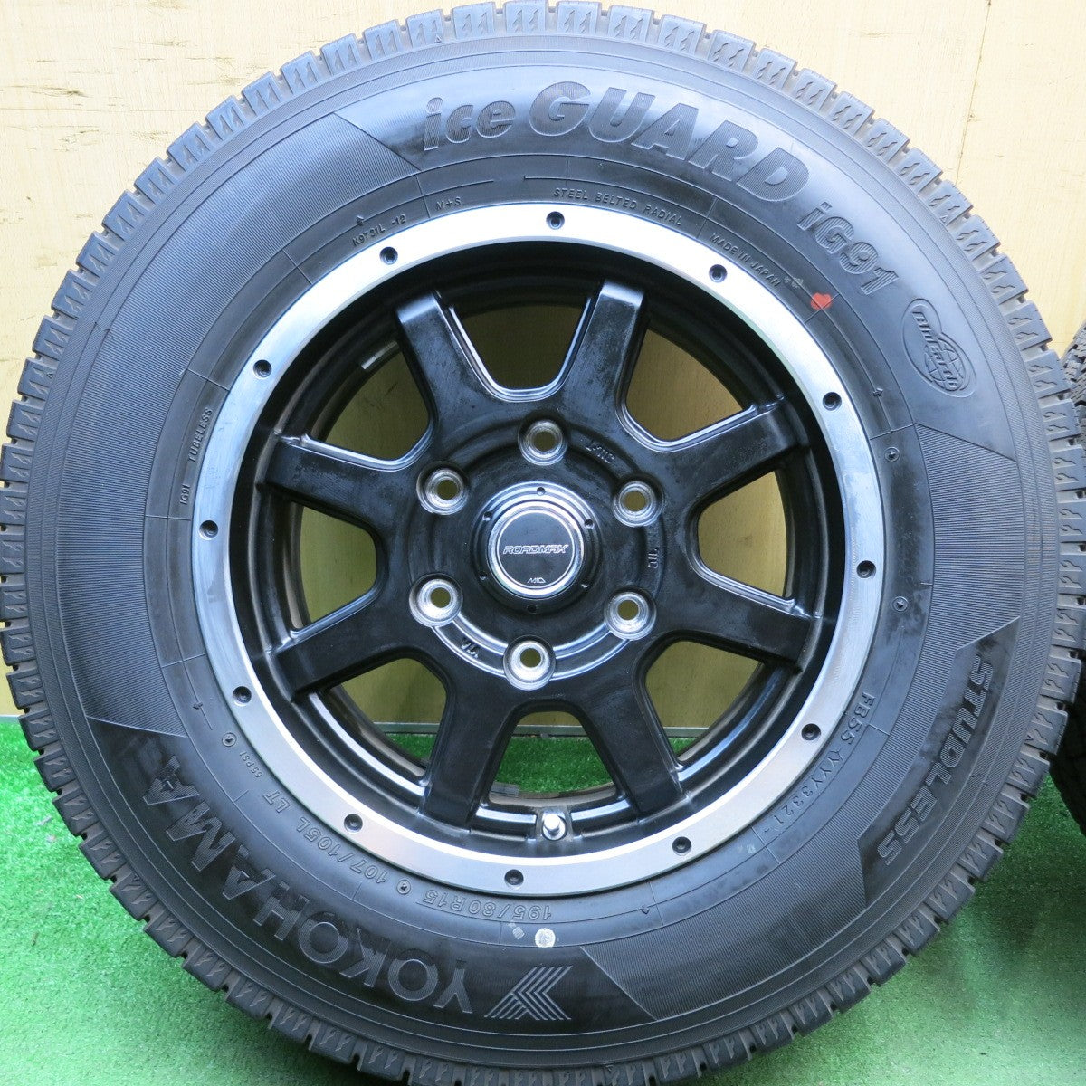 バリ溝!21年!9.5分★ハイエース 等 スタッドレス 195/80R15 107/105L ヨコハマ アイスガード iG91 ROADMAX MiD 15インチ PCD139.7/6H★5092510HAス