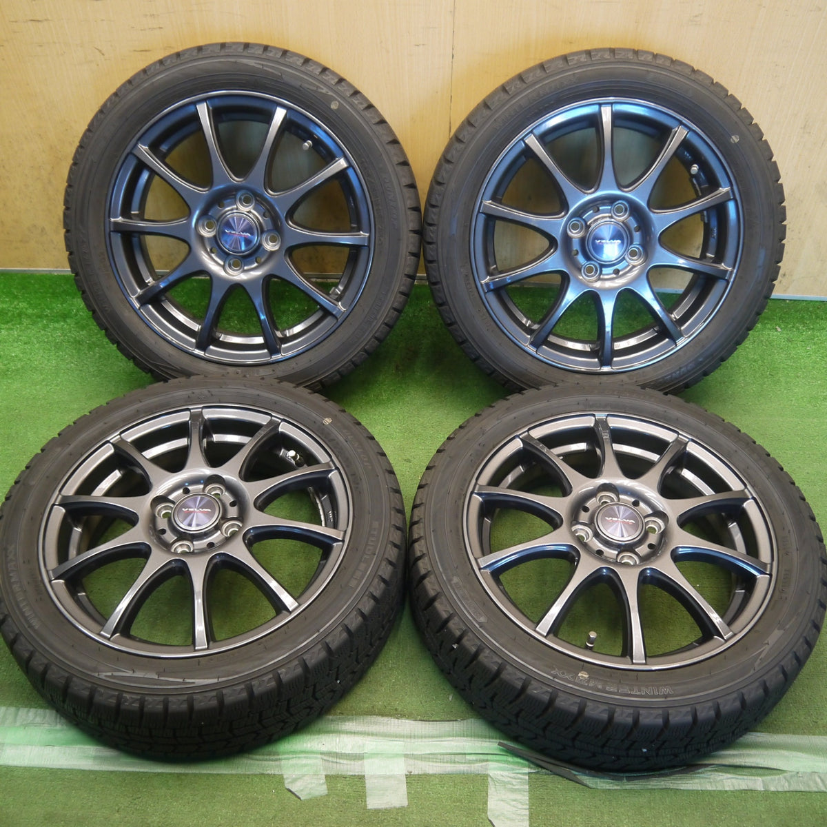 バリ溝!23年!キレイ!9.5分◎スタッドレス 165/55R15 ダンロップ ウインターマックス WM02 VELVA CHARGE ヴェルヴァ 15インチ PCD100/4H◎6100602Hス