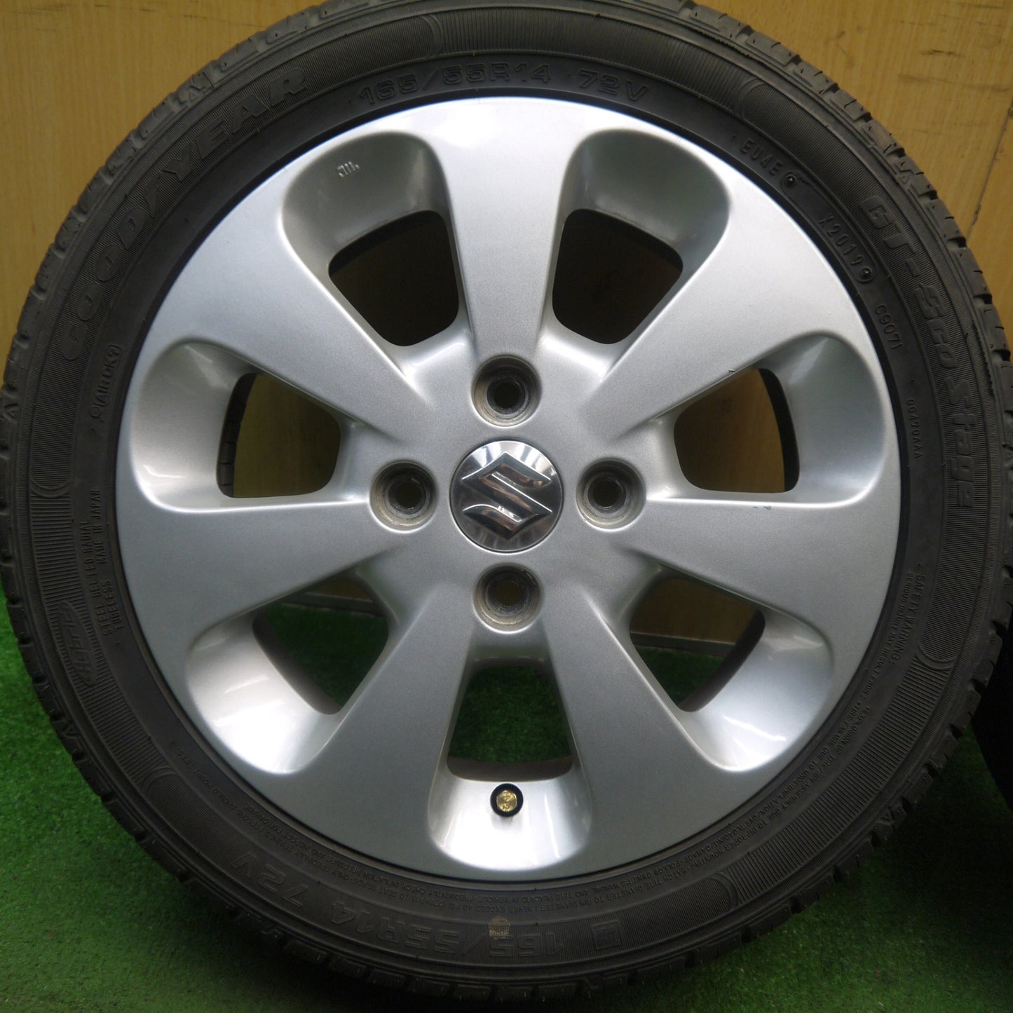バリ溝!8.5分★スズキ パレット 純正 165/55R14 グッドイヤー GT-Eco Stage 14インチ PCD100/4H★5091201Hノ