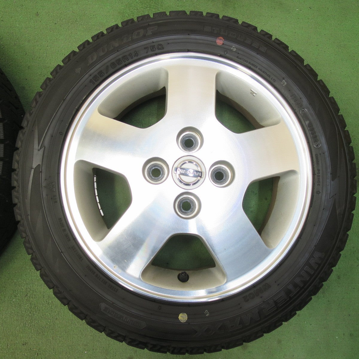 バリ溝!24年!ほぼ10分★日産 オッティ 三菱 ekワゴン 純正 155/65R14 スタッドレス ダンロップ ウインターマックス WM02 14インチ PCD100/4H★5092202イス