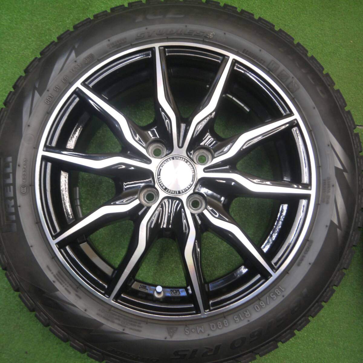 4本価格★スタッドレス 185/60R15 ピレリ アイスアシンメトリコ B-win KRX 15インチ PCD100/4H★4121702Hス