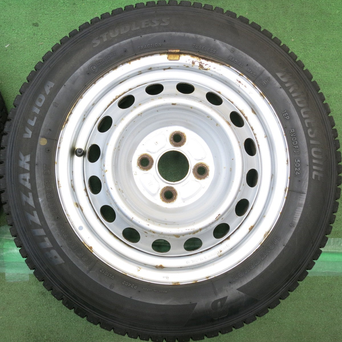 バリ溝!24年!9.5分◎スタッドレス 155/80R14 88/86N ブリヂストン ブリザック VL10A スチール ホイール 14インチ PCD100/4H◎6101005HAス