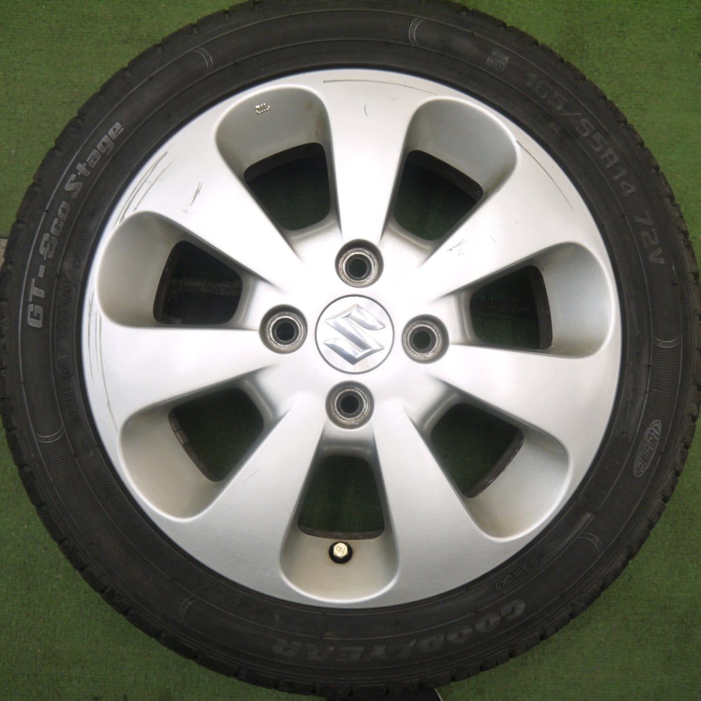 バリ溝!8.5分★スズキ パレット 純正 165/55R14 グッドイヤー GT-Eco Stage 14インチ PCD100/4H★5091201Hノ
