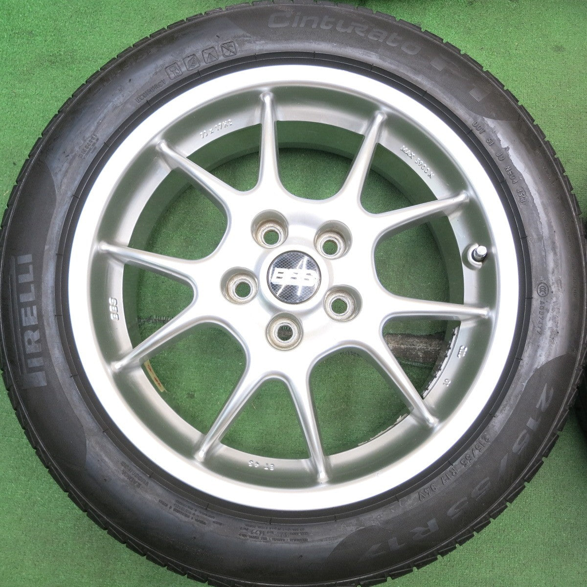 バリ溝!9分★BBS RK024 215/55R17 ピレリ Cinturato P1 17インチ チントゥラート PCD114.3/5H★5053007HAノ