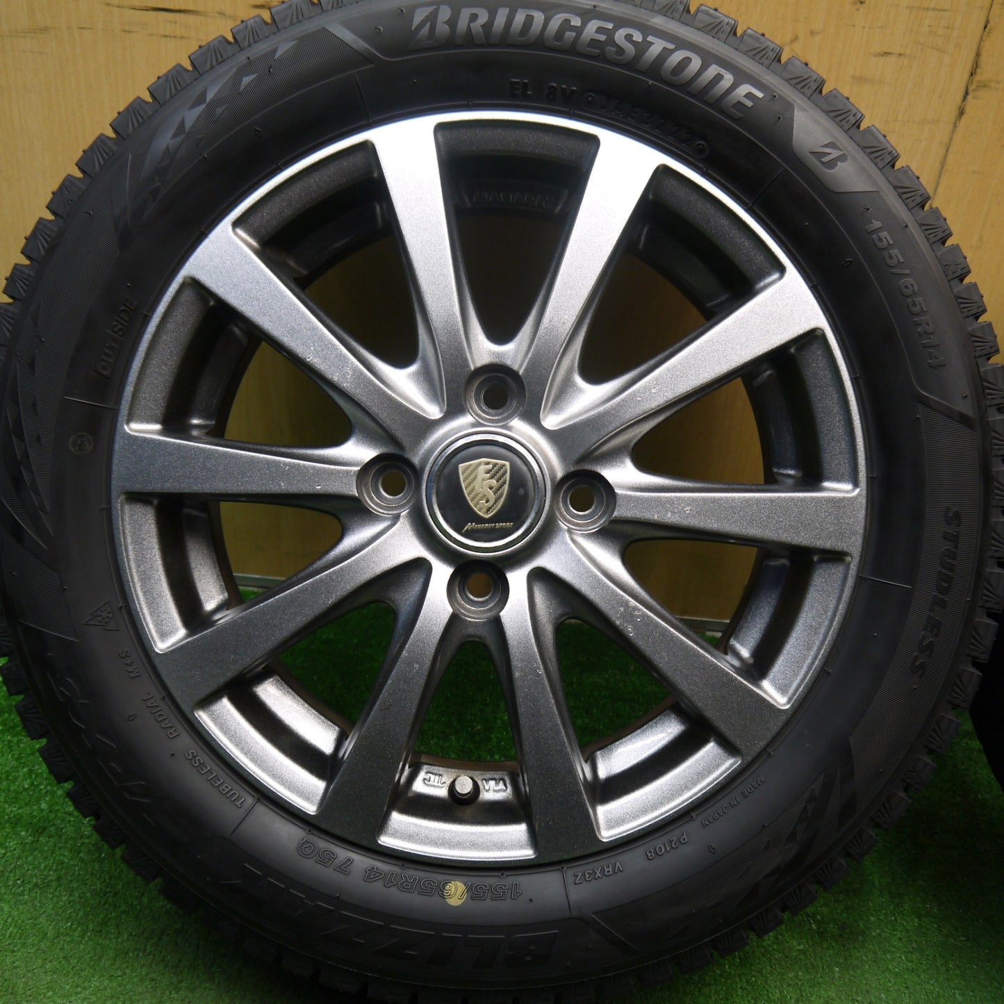 バリ溝!22年!9.5分★スタッドレス 155/65R14 ブリヂストン ブリザック VRX3 MANARAY SPORT マナレイ スポーツ 14インチ PCD100/4H★5050904Hス