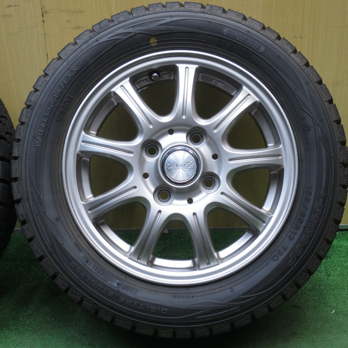ほぼ未使用!キレイ★スタッドレス 155/65R13 ダンロップ ウインターマックス WM01 LAYCEA レイシア 13インチ PCD100/4H★5081105NJス