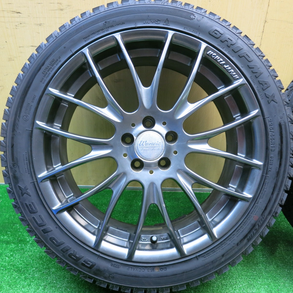 ほぼ未使用!24年★レガシィ 等 225/45R18 スタッドレス グリップマックス GRIP ICE X Warwic Euro Mesh ワーウィック ユーロメッシュ 18インチ PCD100/5H★5102308HAス