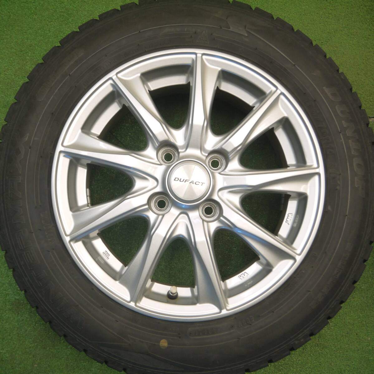 バリ溝!21年!キレイ!8.5分★スタッドレス 165/70R14 ダンロップ ウインターマックス WM02 DUFACT デュファクト 14インチ PCD100/4H★5012010Hス