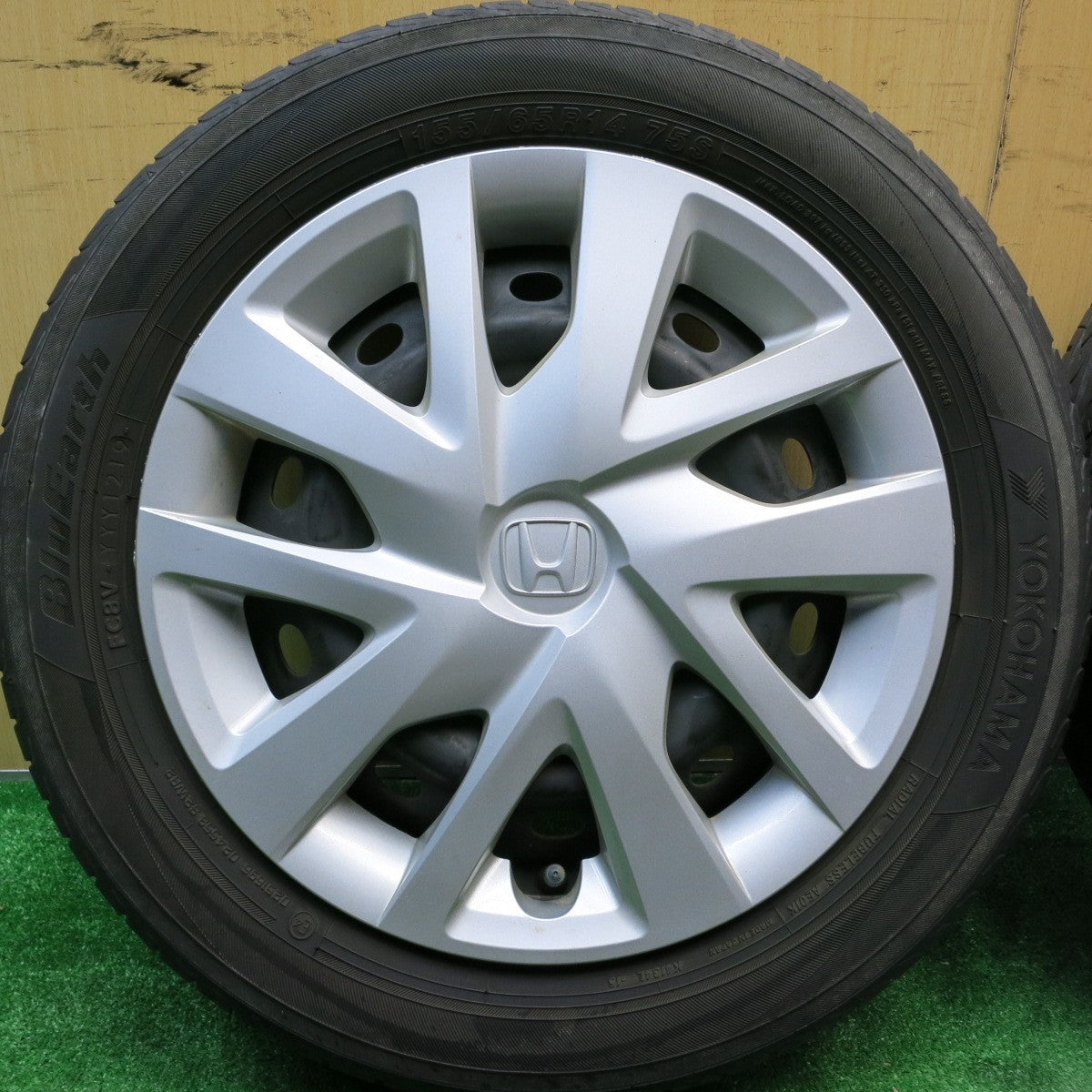 4本価格★ホンダ N-BOX 純正 スチール 155/65R14 ヨコハマ ブルーアース 14インチ Nボックス PCD100/4H★5042711HAノ