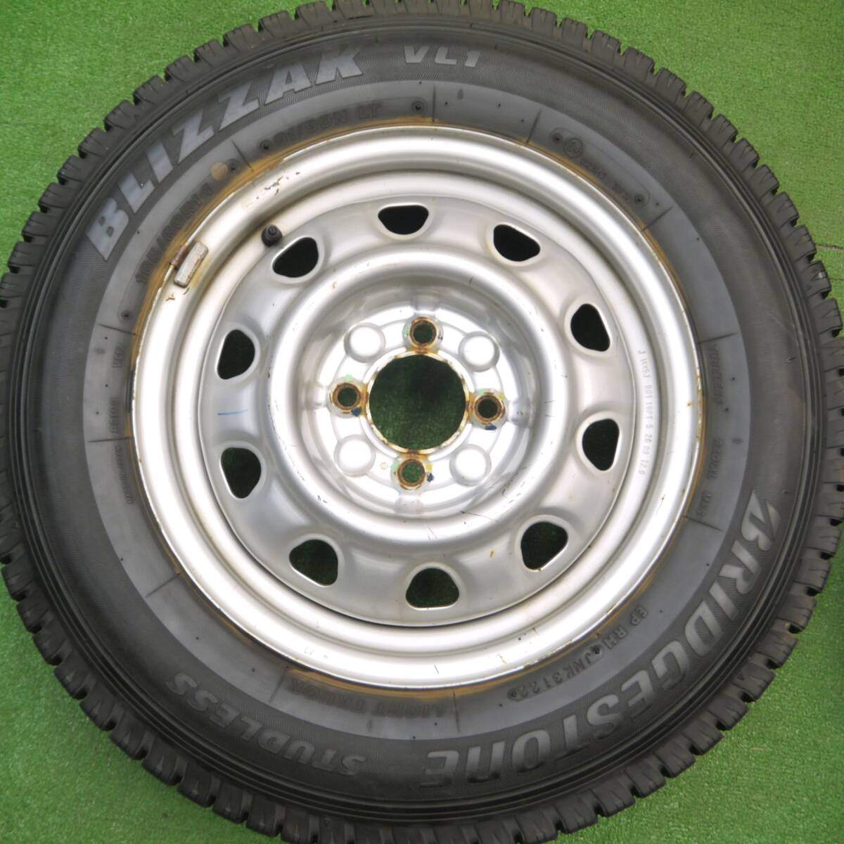 バリ溝!22年!9.5分★スタッドレス 165/80R14 91/90N ブリヂストン ブリザック VL1 スチール ホイール 14インチ PCD100/4H★4121703Hス