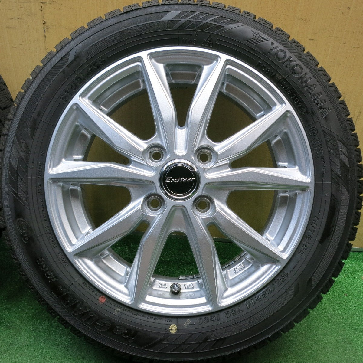 タイヤほぼ未使用!24年!キレイ★スタッドレス 155/65R14 ヨコハマ アイスガード iG60 Exsteer エクスター 14インチ PCD100/4H★5070108HAス