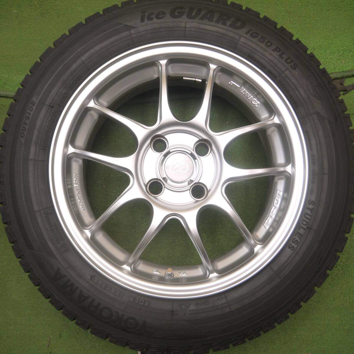 バリ溝 キレイ 9.5分★ENKEI PF01 185/65R15 スタッドレス ヨコハマ アイスガード iG50 プラス エンケイ PCD100/4H★4071706Hス