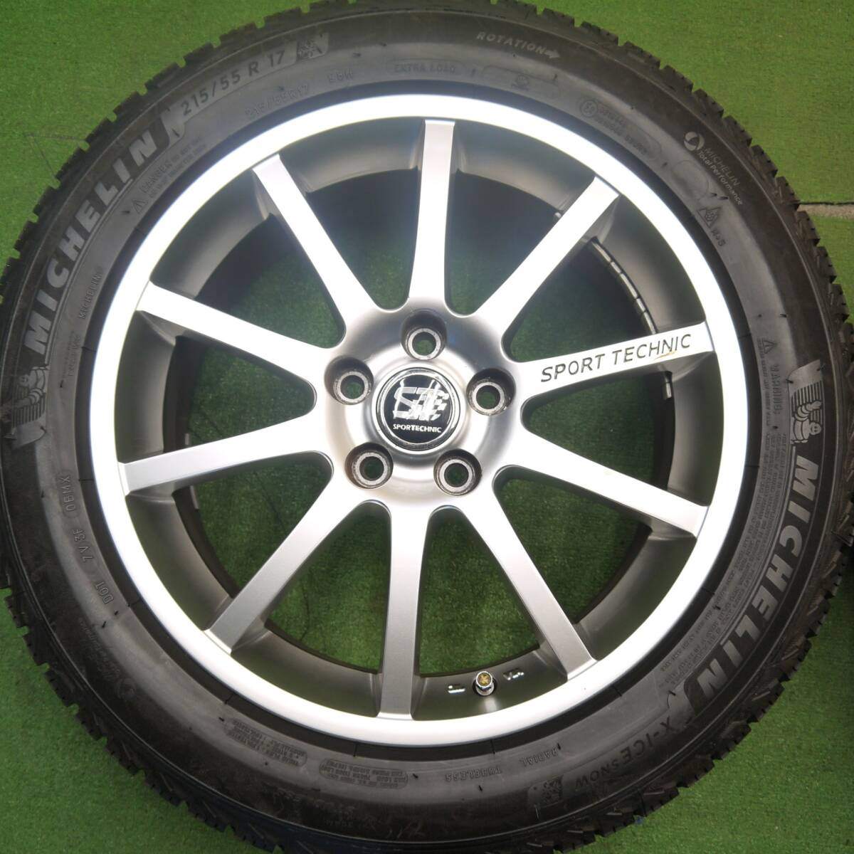 タイヤほぼ未使用!キレイ★プジョー 等 SPORT TECHNIC 215/55R17 スタッドレス ミシュラン X-ICE SNOW スポーツテクニック 17インチ PCD108/5H★5031407Hス