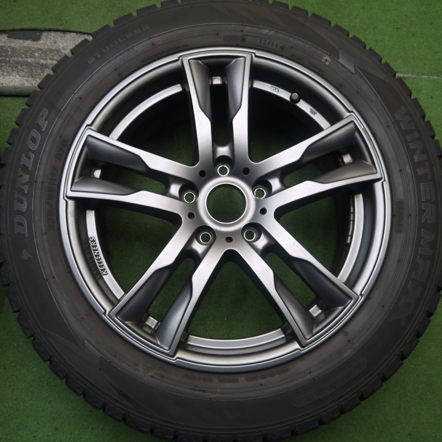 バリ溝!キレイ!9分★BMW 等 KELLENERS 225/55R17 スタッドレス ダンロップ ウインターマックス WM02 ケレナーズ 17インチ PCD112/5H★5091701Hス