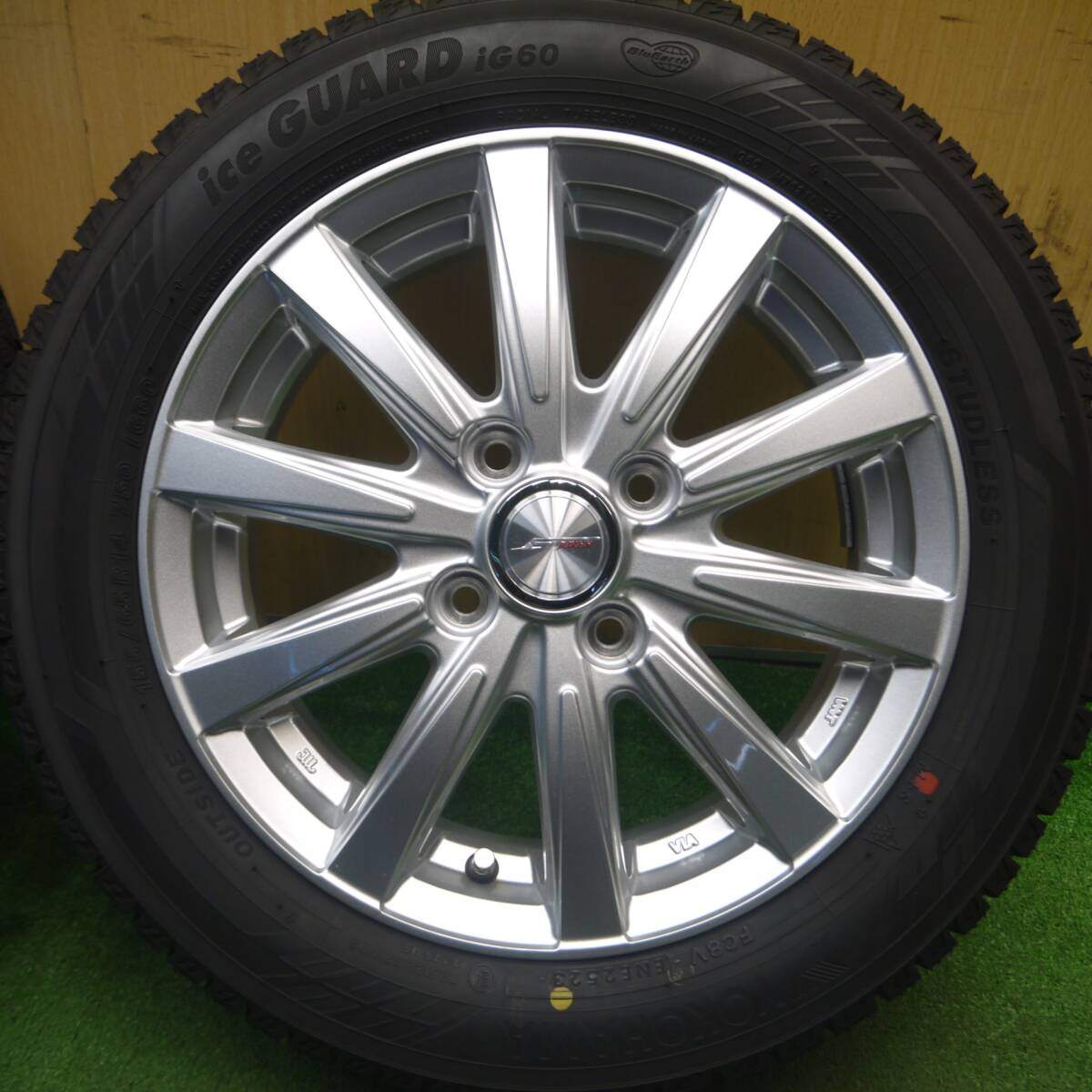 超バリ溝!23年!キレイ!ほぼ10分★スタッドレス 155/65R14 ヨコハマ アイスガード iG60 JOKER ジョーカー 14インチ PCD100/4H★5021006Hス