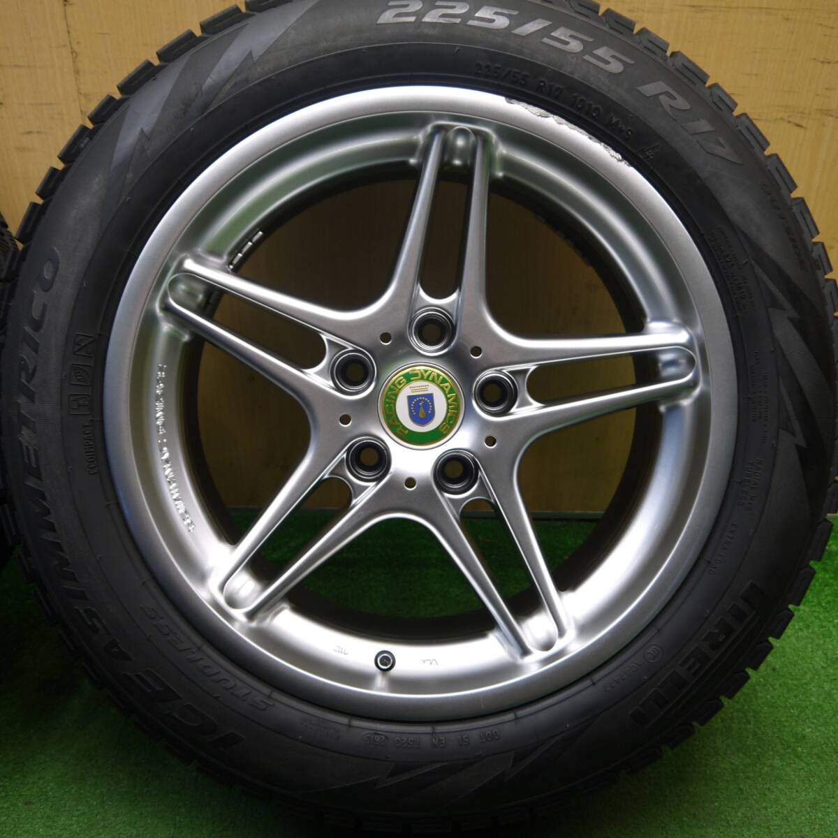 キレイ★BMW 等 RACING DYNAMICS RD3 225/55R17 スタッドレス ピレリ アイスアシンメトリコ レーシングダイナミックス 17インチ PCD120/5H★5031705Hス