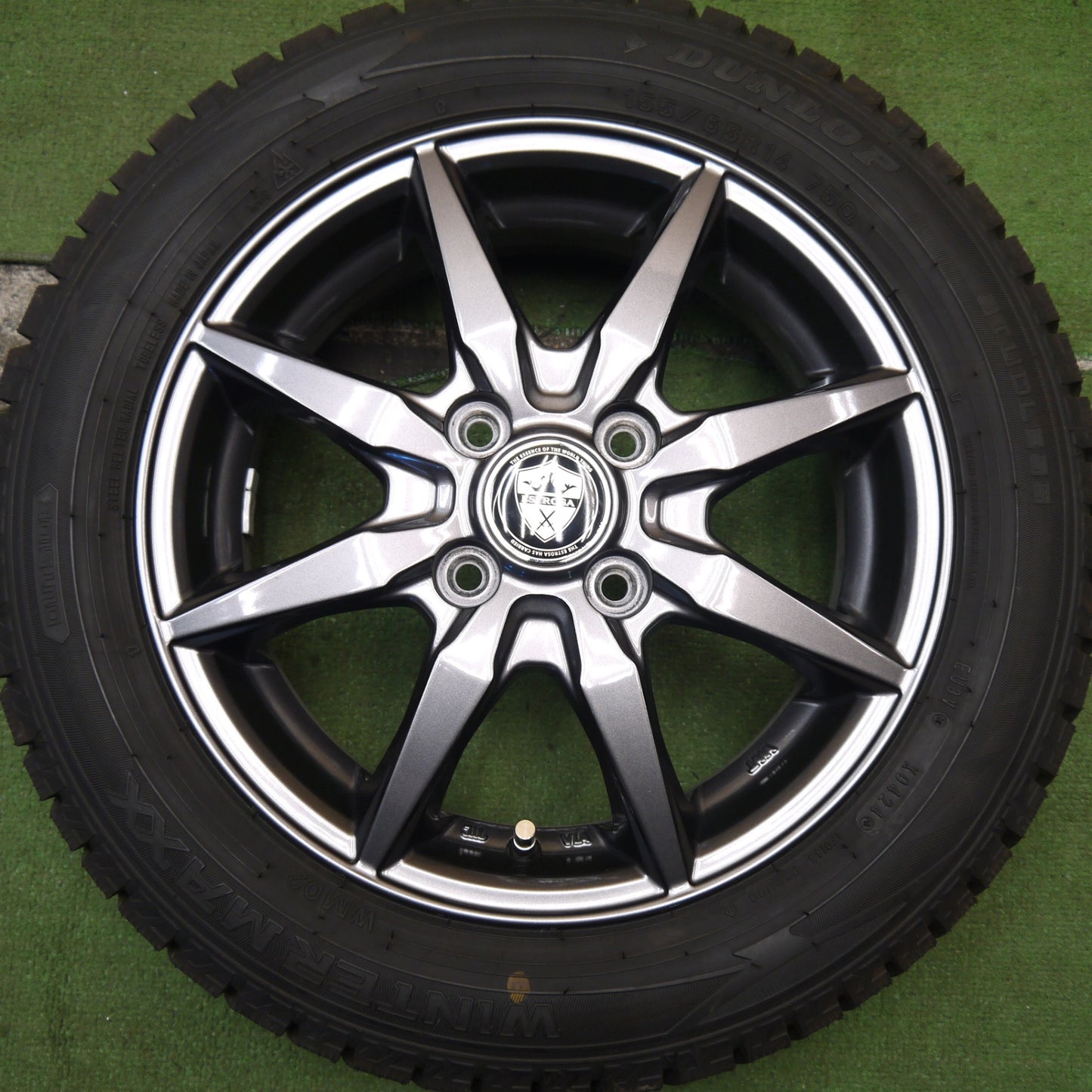 ほぼ未使用!24年!キレイ★スタッドレス 155/65R14 ダンロップ ウインターマックス WM02 ESTROSA EST-8S エステローザ 14インチ PCD100/4H★5082508Hス