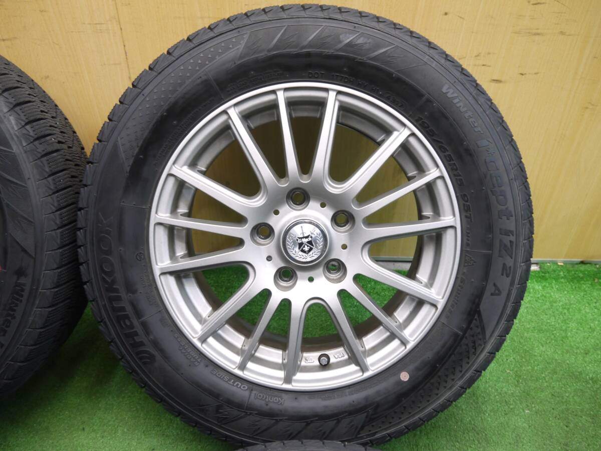 バリ溝!キレイ!9.5分★スタッドレス 195/65R15 ハンコック ウインター アイセプト IZ2A GMach 15インチ PCD114.3/5H★2121312クス