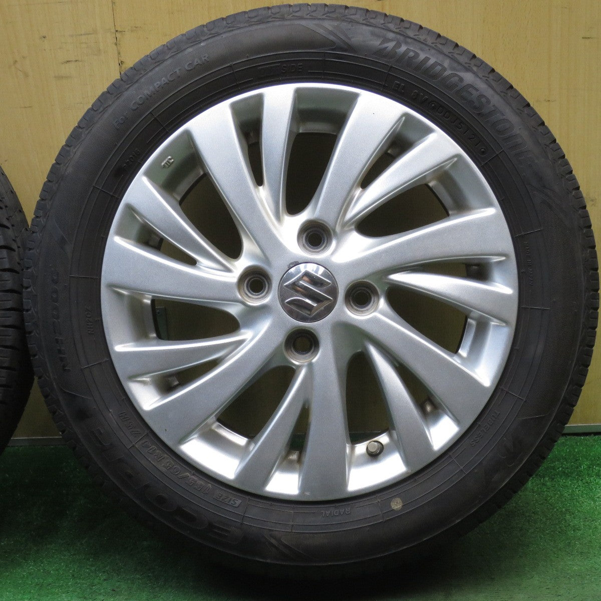 バリ溝!21年!キレイ!8.5分★スズキ スペーシア 純正 155/65R14 ブリヂストン エコピア NH200C 14インチ PCD100/4H★5072905NJノ