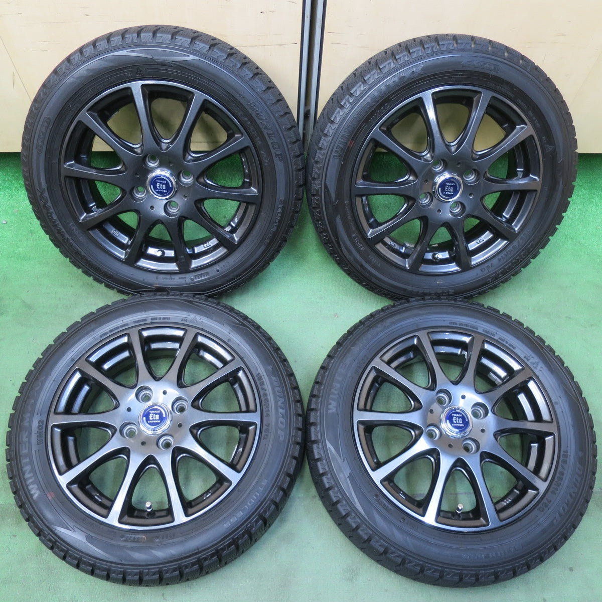 バリ溝!21年!キレイ!9分★スタッドレス 155/65R14 ダンロップ ウインターマックス WM02 TIRADO Eta LA STRADA ティラード 14インチ PCD100/4H★5103009イス