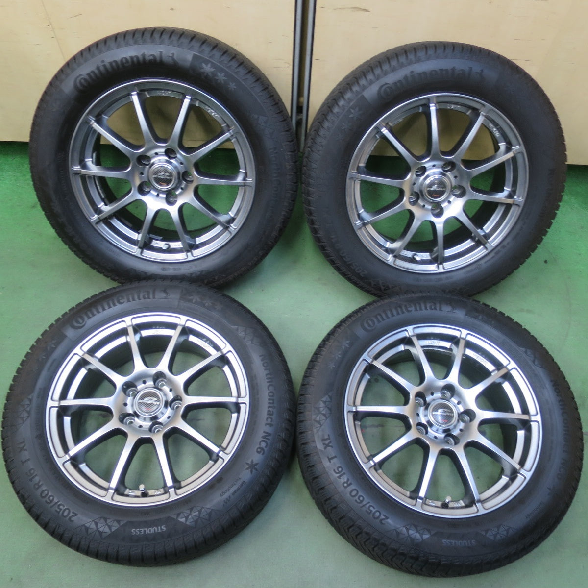 バリ溝!23年!キレイ!9分◎スタッドレス 205/60R16 コンチネンタル ノースコンタクト NC6 SCHNEIDER ATECH シュナイダー 16インチ PCD114.3/5H◎6102003イス