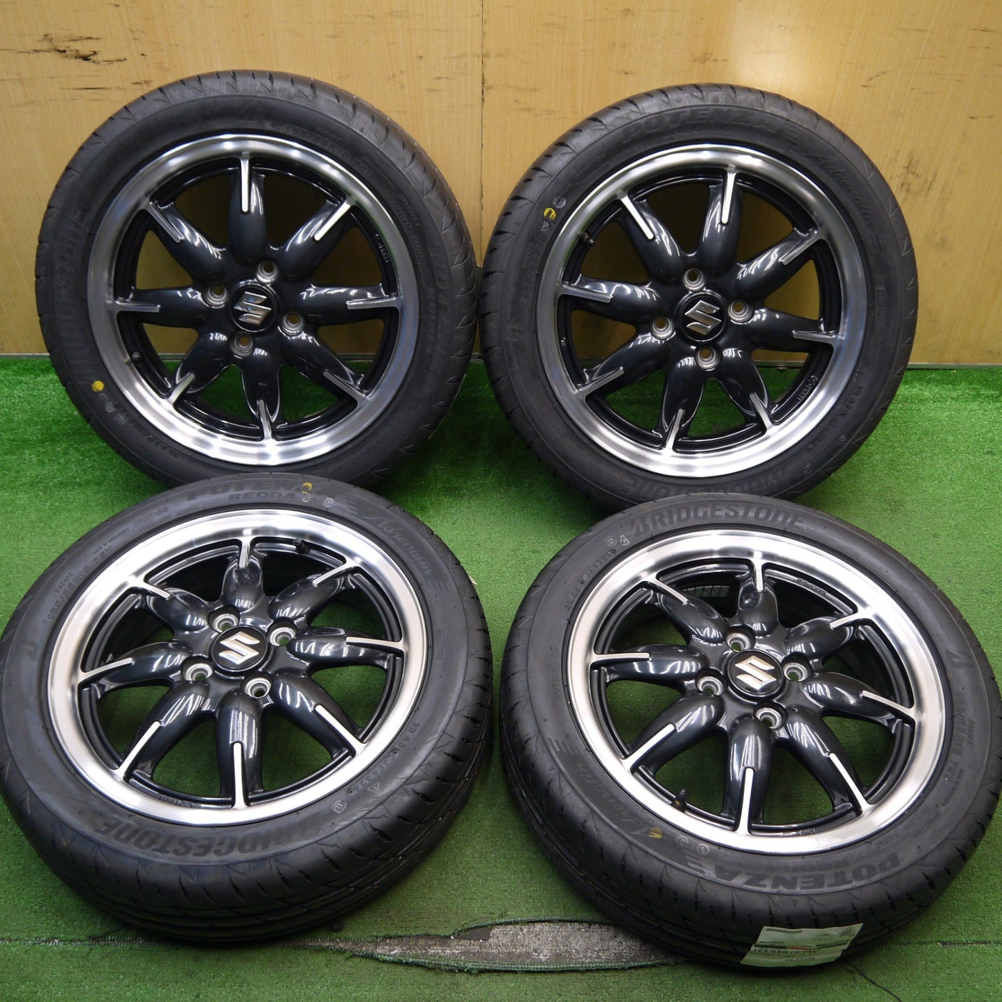 タイヤ未使用!24年!キレイ★スズキ アルト ターボ RS 純正 165/55R15 ブリヂストン ポテンザ RE004 15インチ PCD100/4H★5052102Hノ